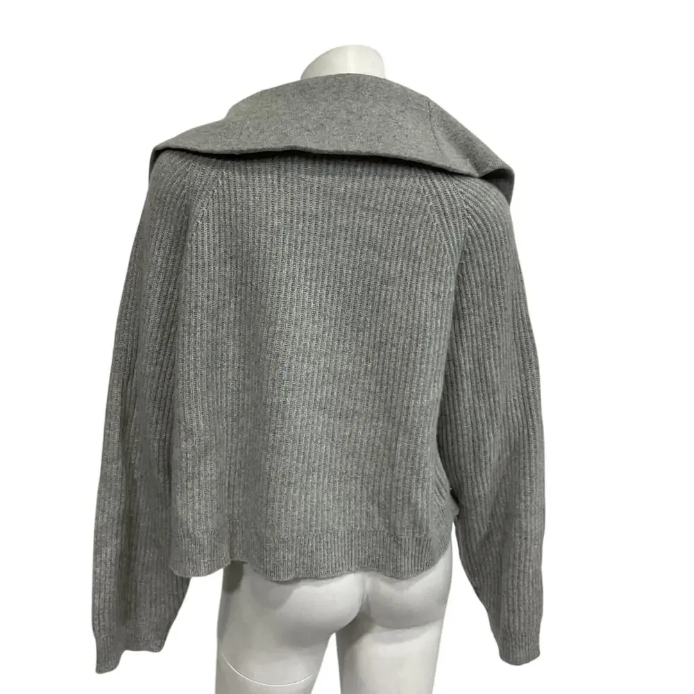 J.Crew Ribbed Heather Grey Wide Collar Half Zip Sweater Size XXL